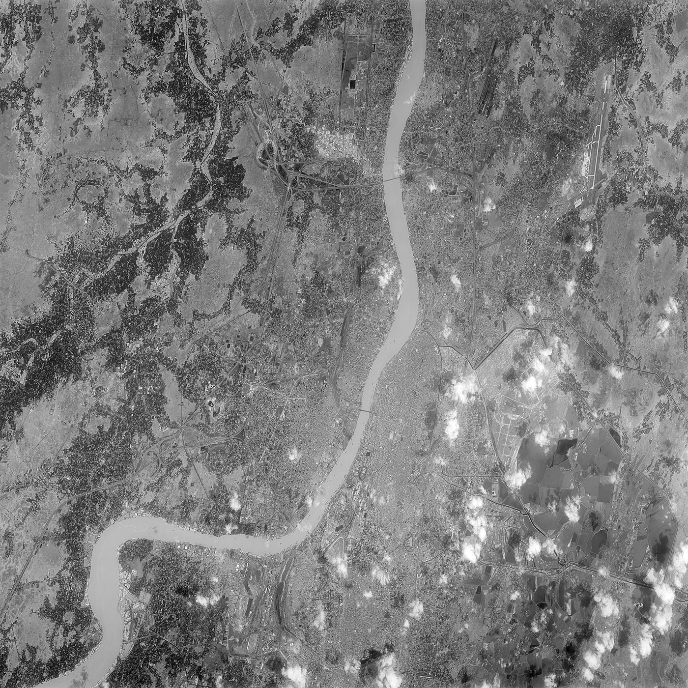 A high resolution declassified KH-9 HEXAGON spy satellite image of Kolkata, India from May 4, 1974.