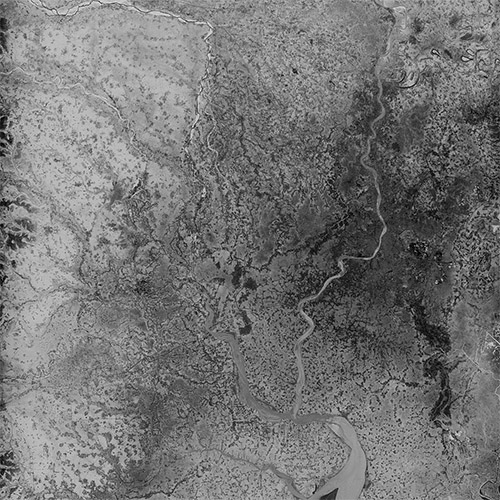 A high resolution declassified KH-9 HEXAGON spy satellite mapping camera image of Kolkata, India from May 19, 1979.