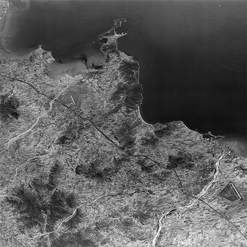 A high resolution declassified KH-7 GAMBIT spy satellite image of Jinxi, China from May 28, 1967.