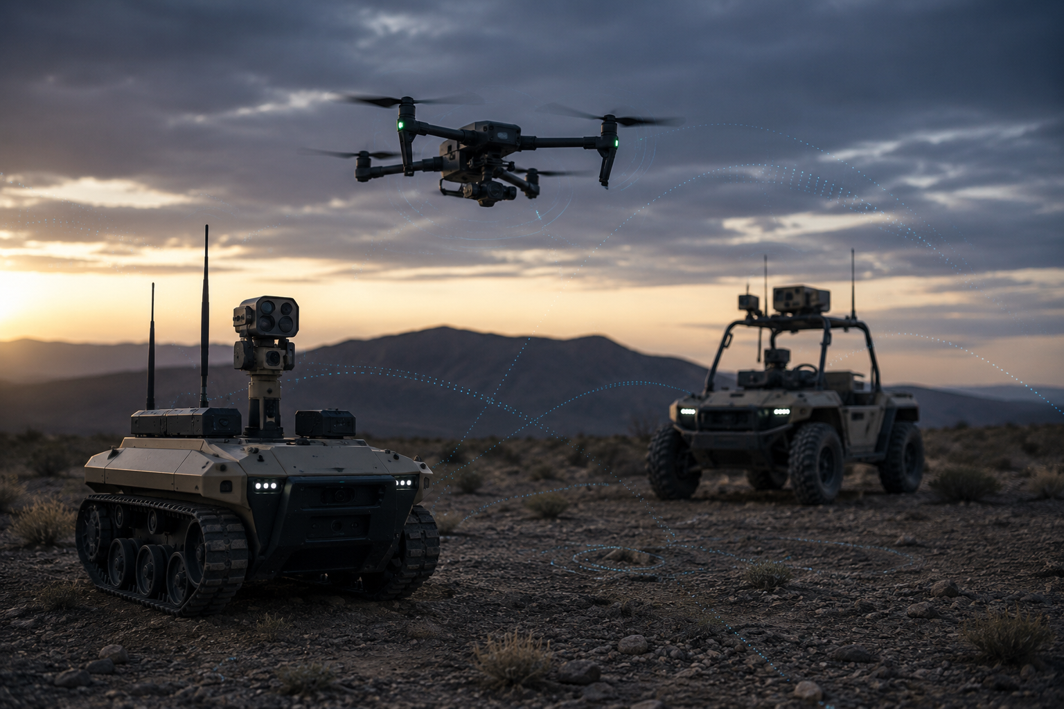 Autonomous air and ground systems operating as a connected fleet
