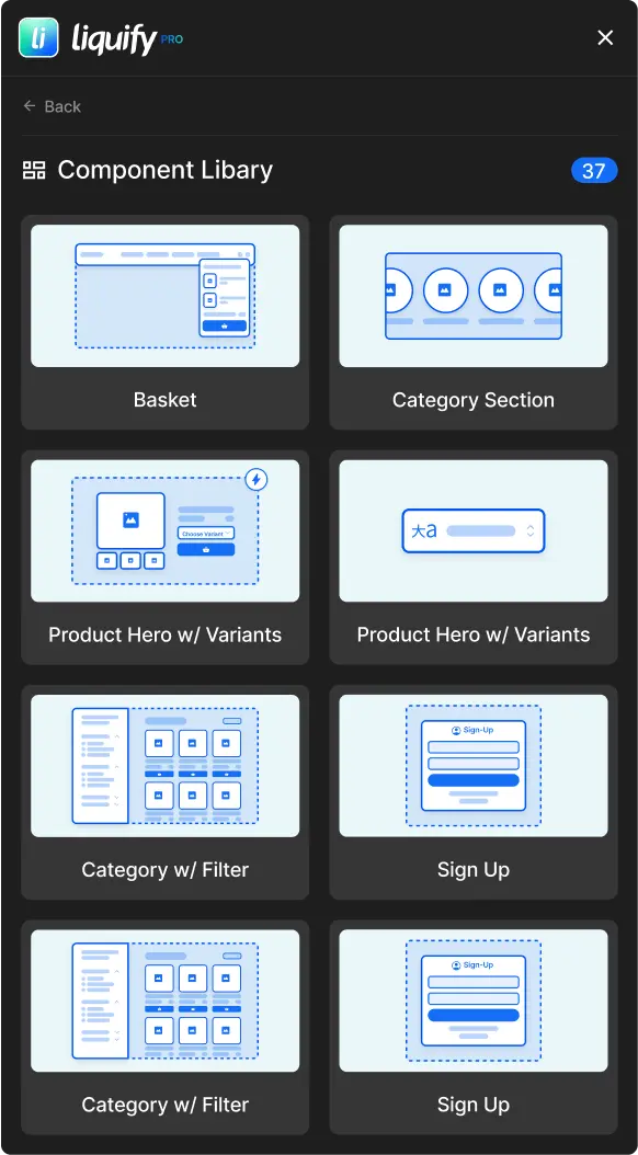 Use the Liquify Pro Webflow app to improve your workflow