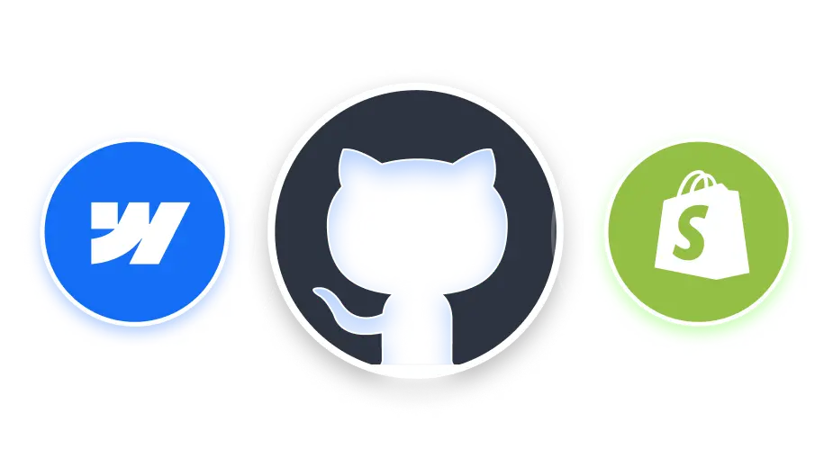 Use our Webflow to Github integration and connect it with Shopify