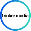 Trinker Media logo with black text inside a blue and teal circular border.
