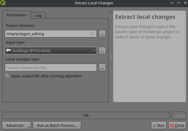 Herramienta de procesamiento para extraer cambios locales