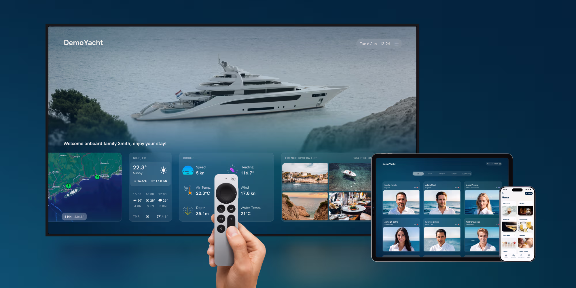 YachtEye launches its new Apple TV app for superyachts, giving guests instant access to itineraries, live yacht data, menus, weather, water toys and more across every onboard screen.
