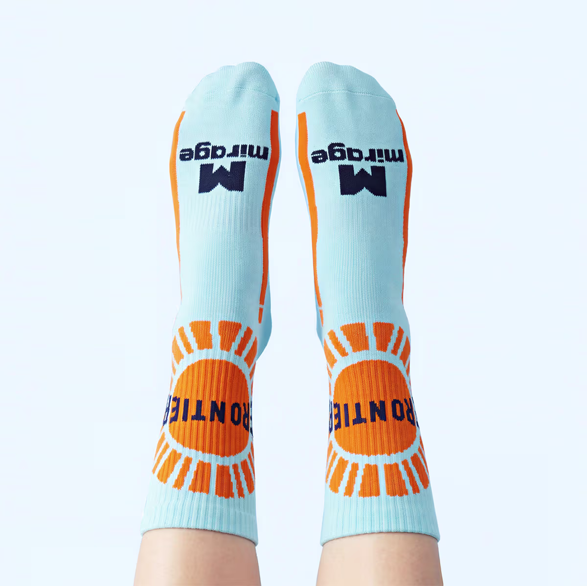 a man wearing custom dress socks