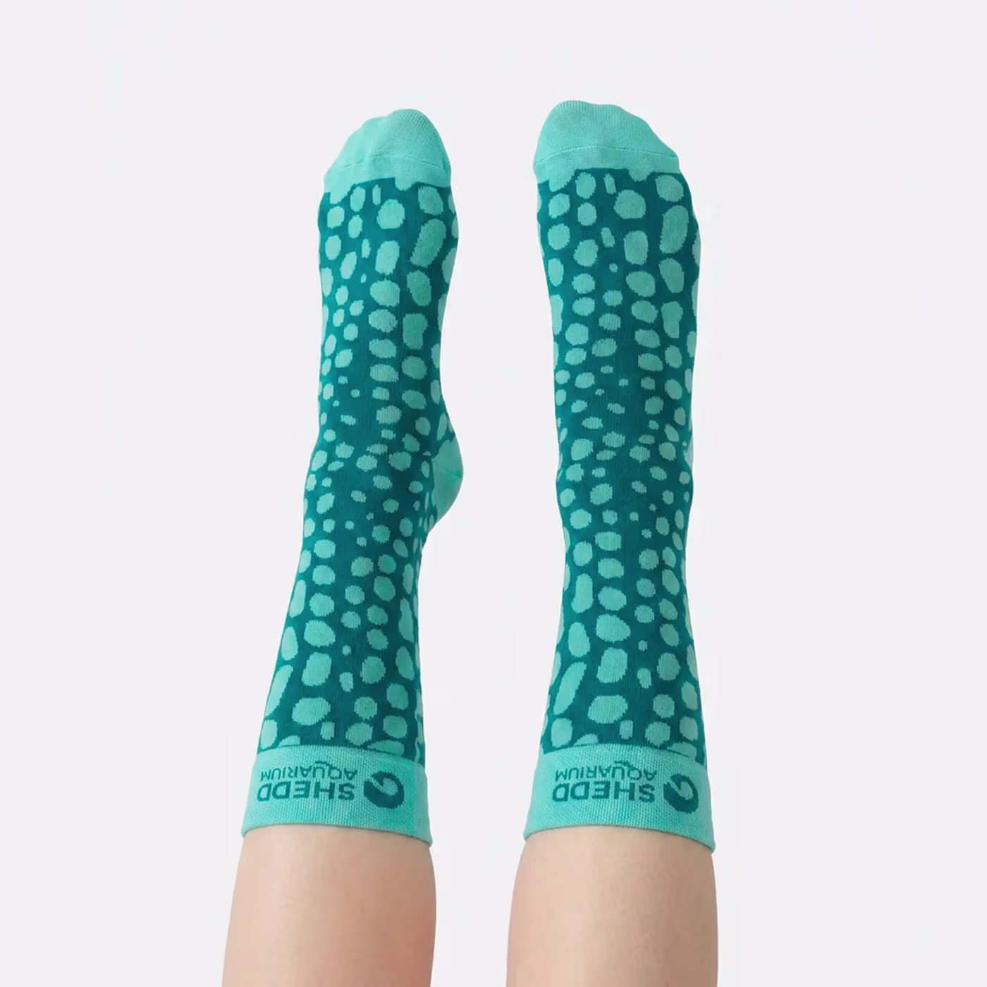 The foot of a man with premium quality green custom dress socks