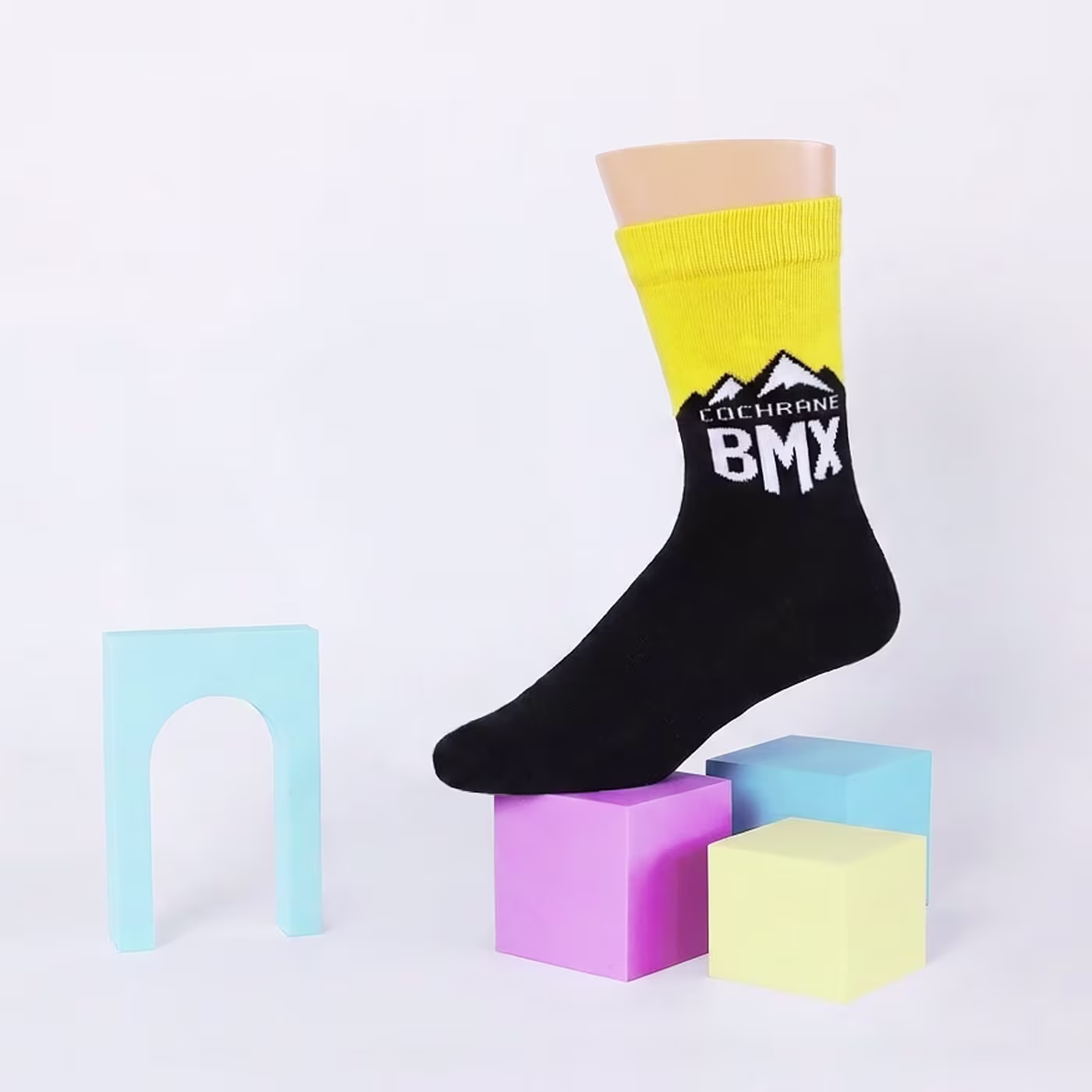 three pairs of colorful custom dress socks