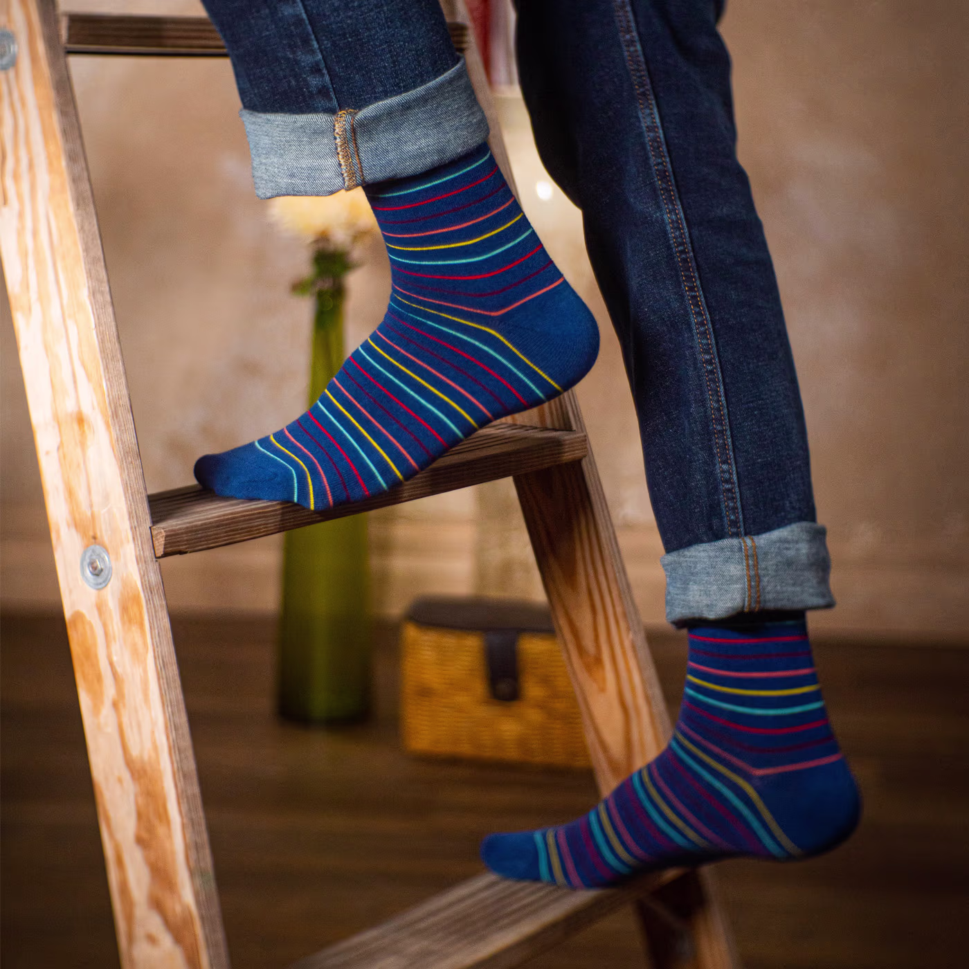 three pairs of colorful custom dress socks