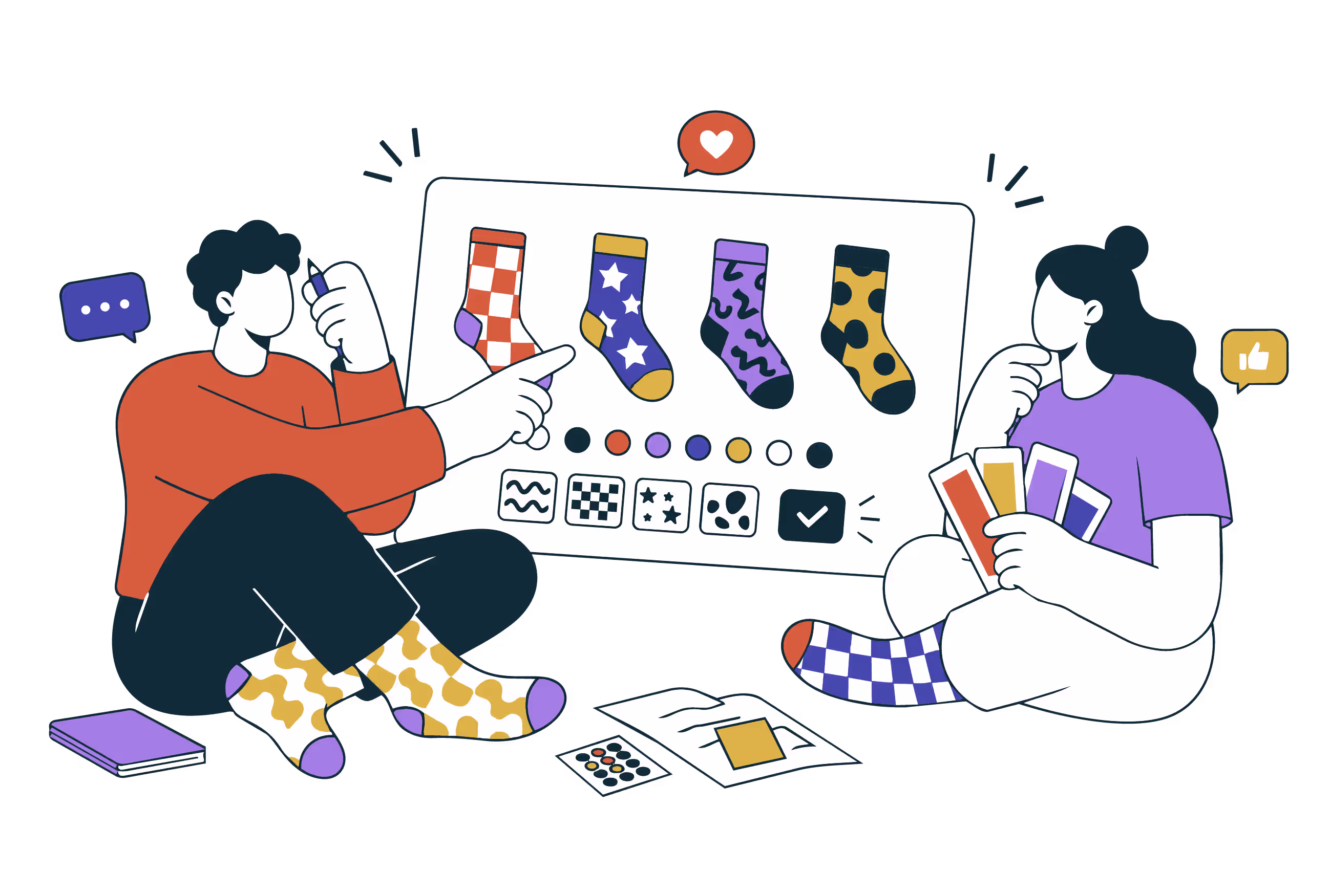 Sockrates design team members talking about amazing sock designs