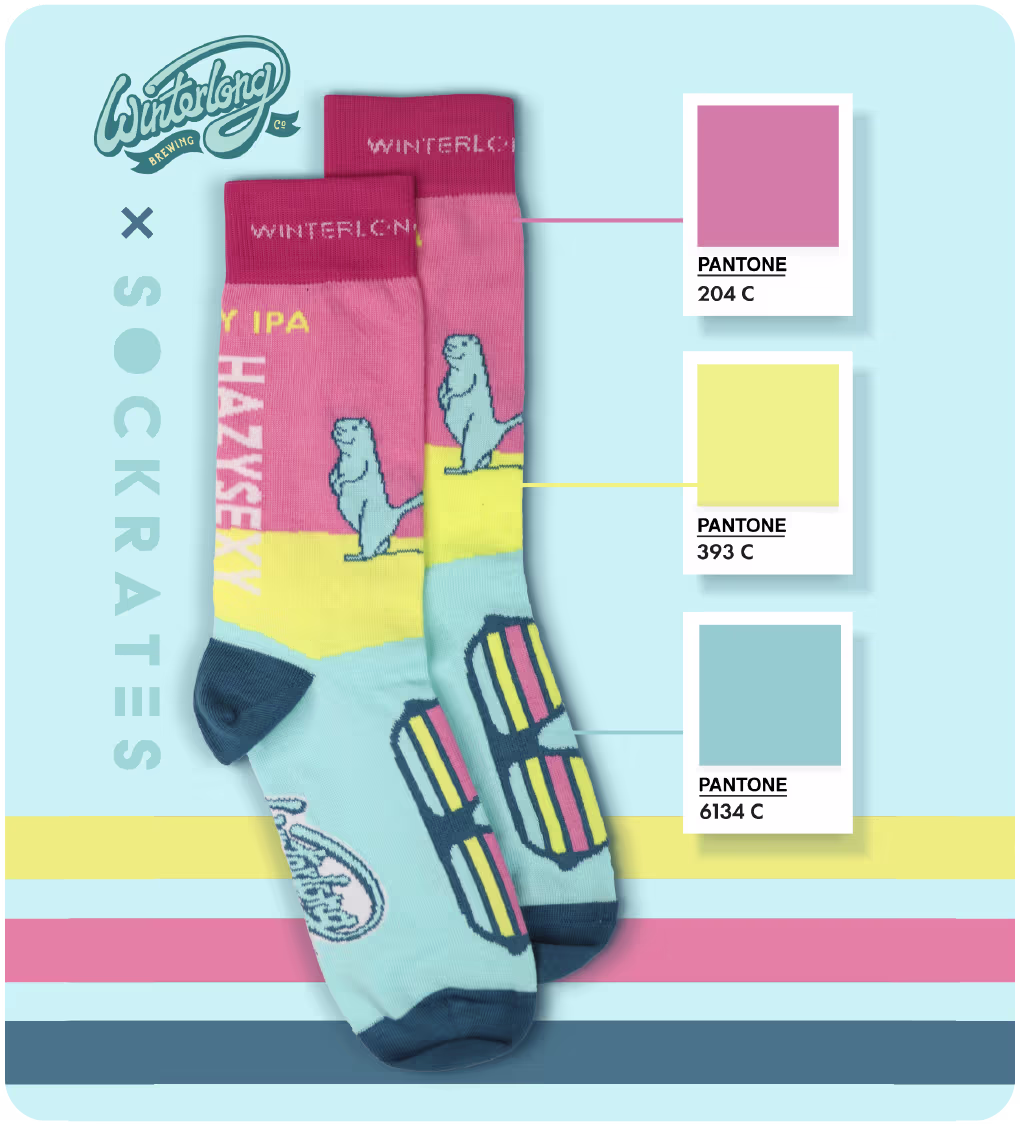 Custom sock matched to three Pantone brand colors