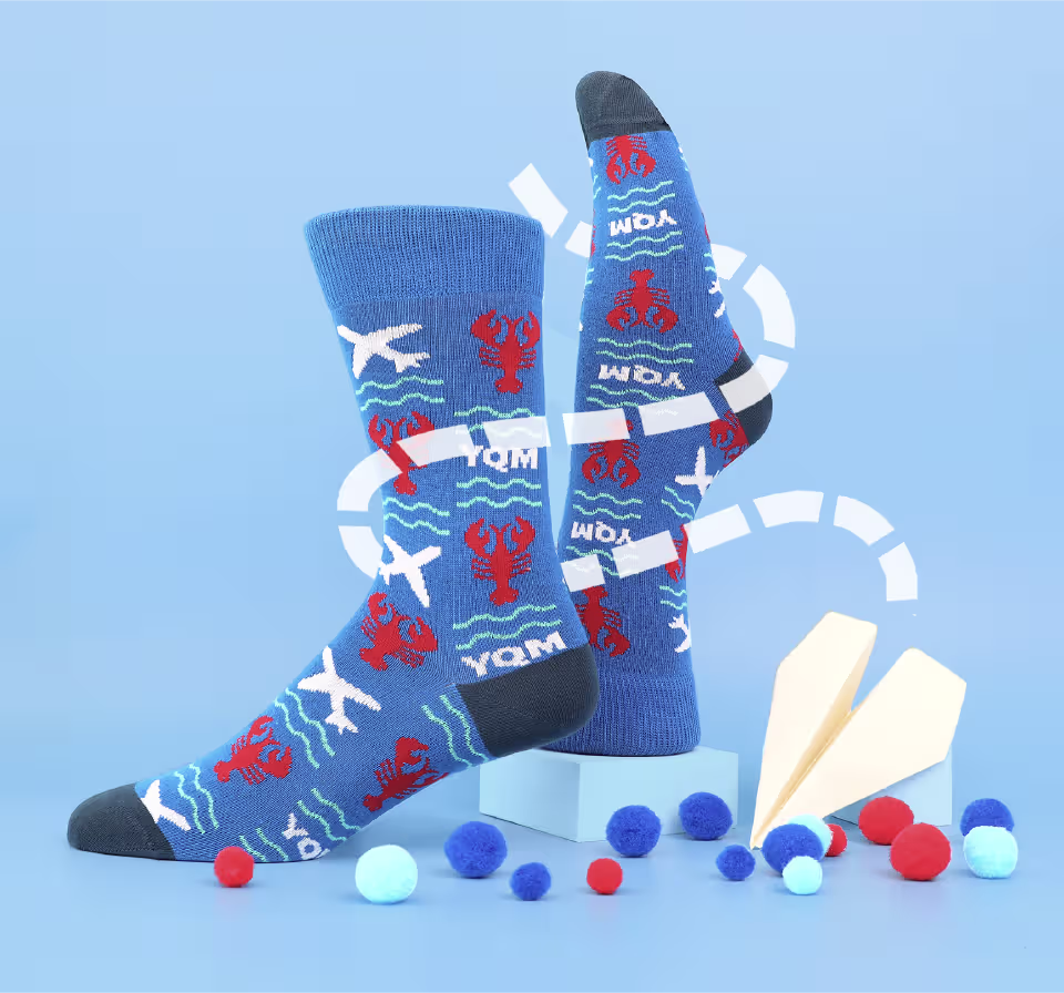 Custom sock with a branded label and badge
