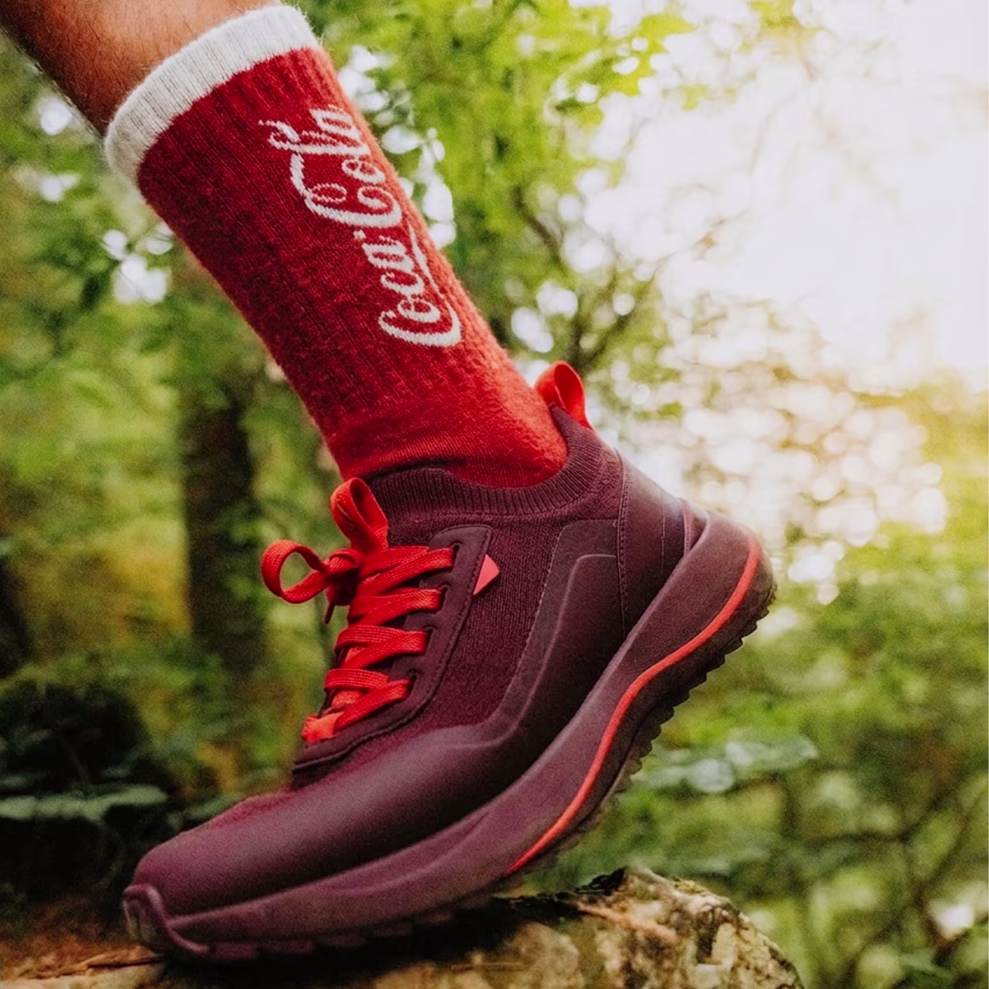 a man wearing custom dress socks in the park