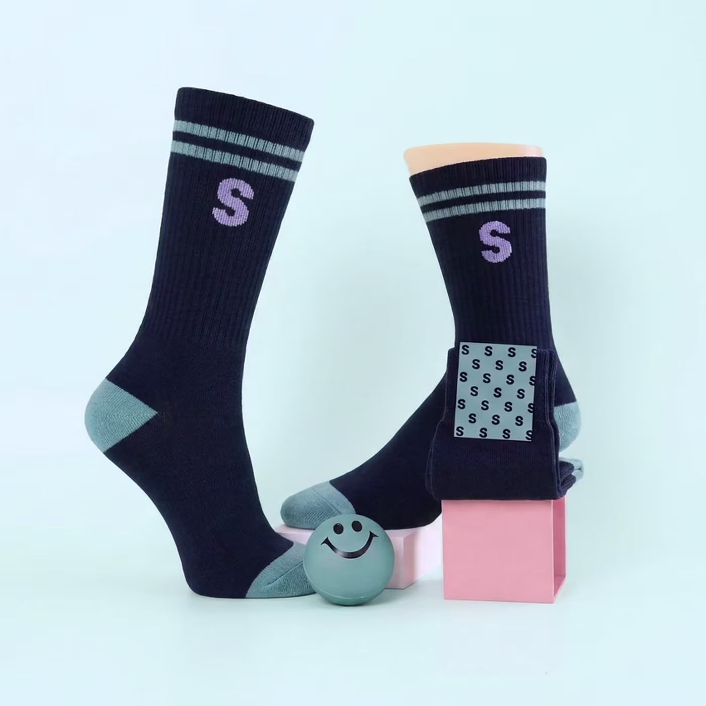 three pairs of colorful custom dress socks