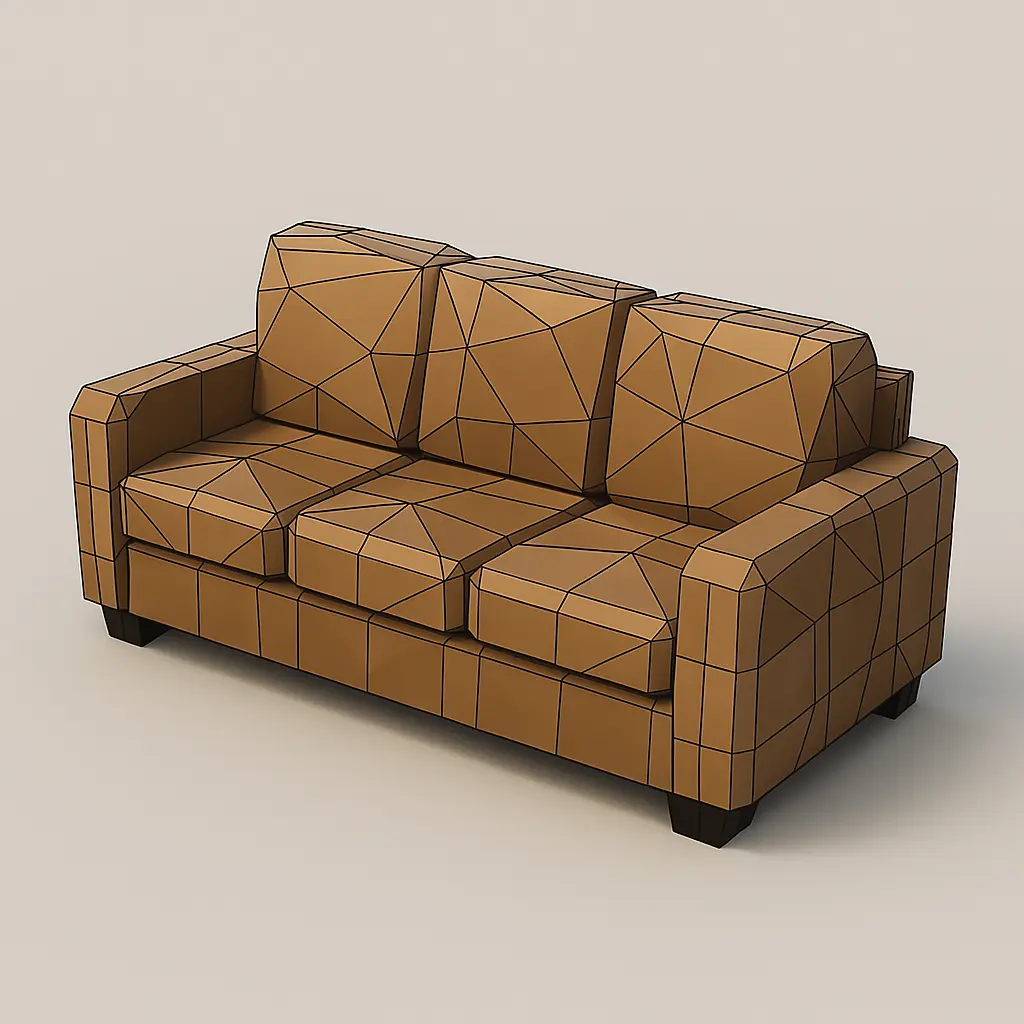 Low poly model of a sofa