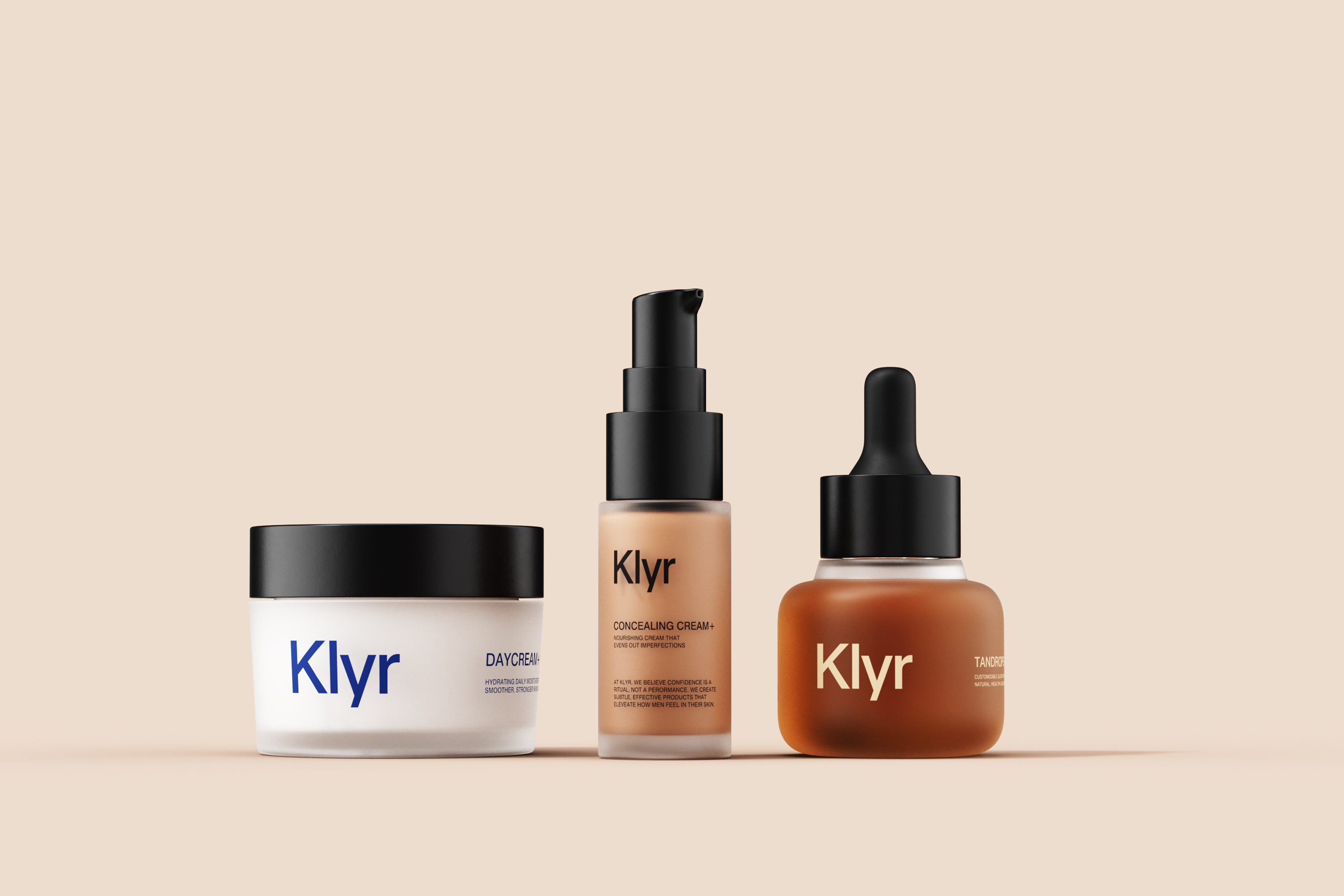 a studio shot of 3 skin care products next to eachother