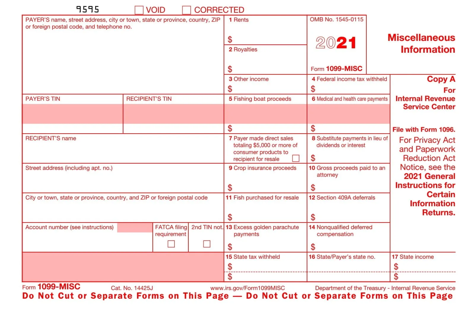 Sample 1099 form