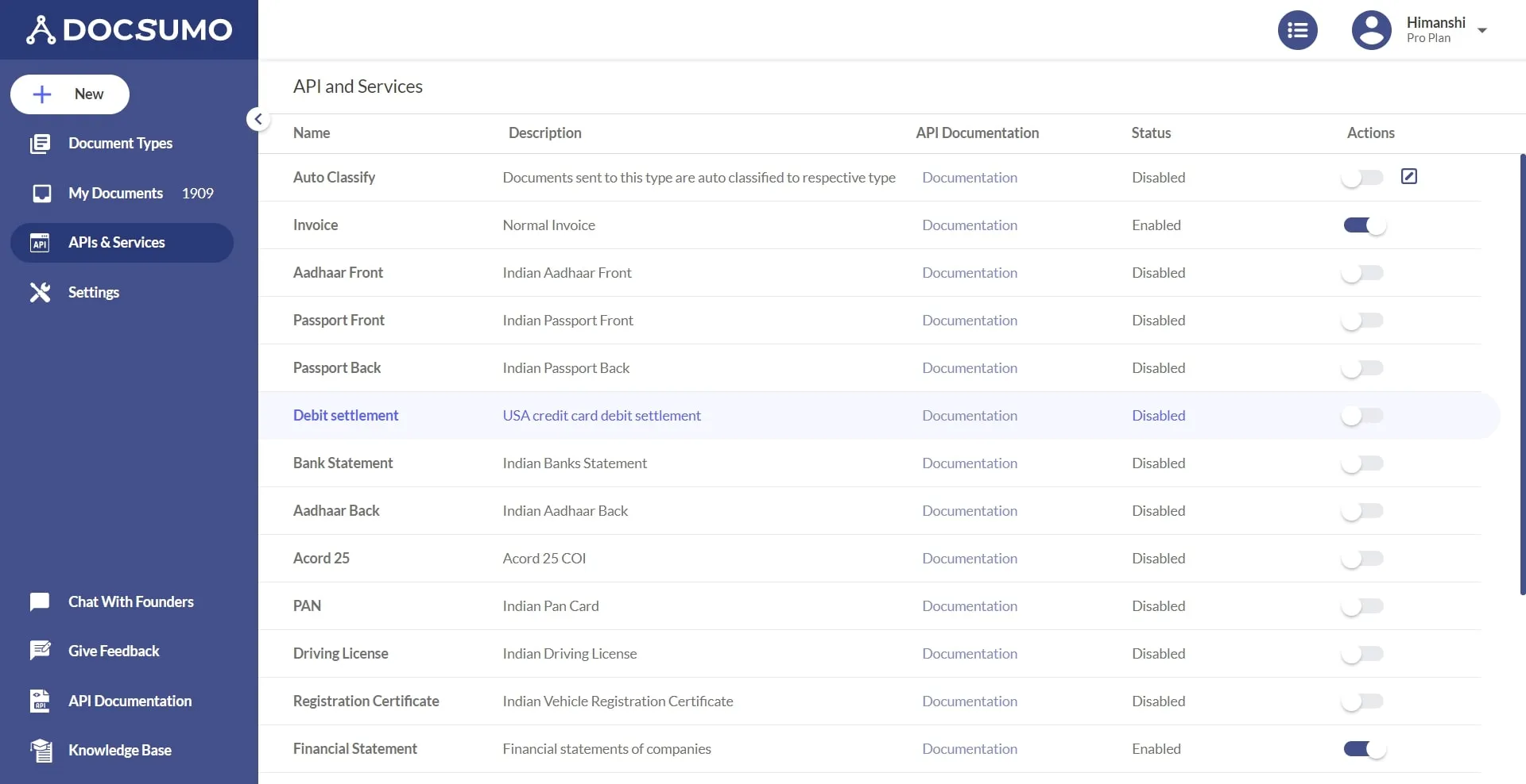 Docsumo Pre-Trained API