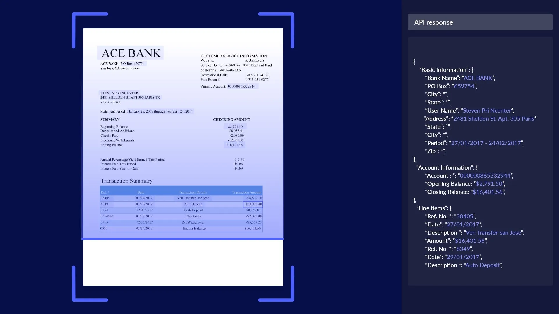 Automating Data Extraction from Bank statements using OCR technology