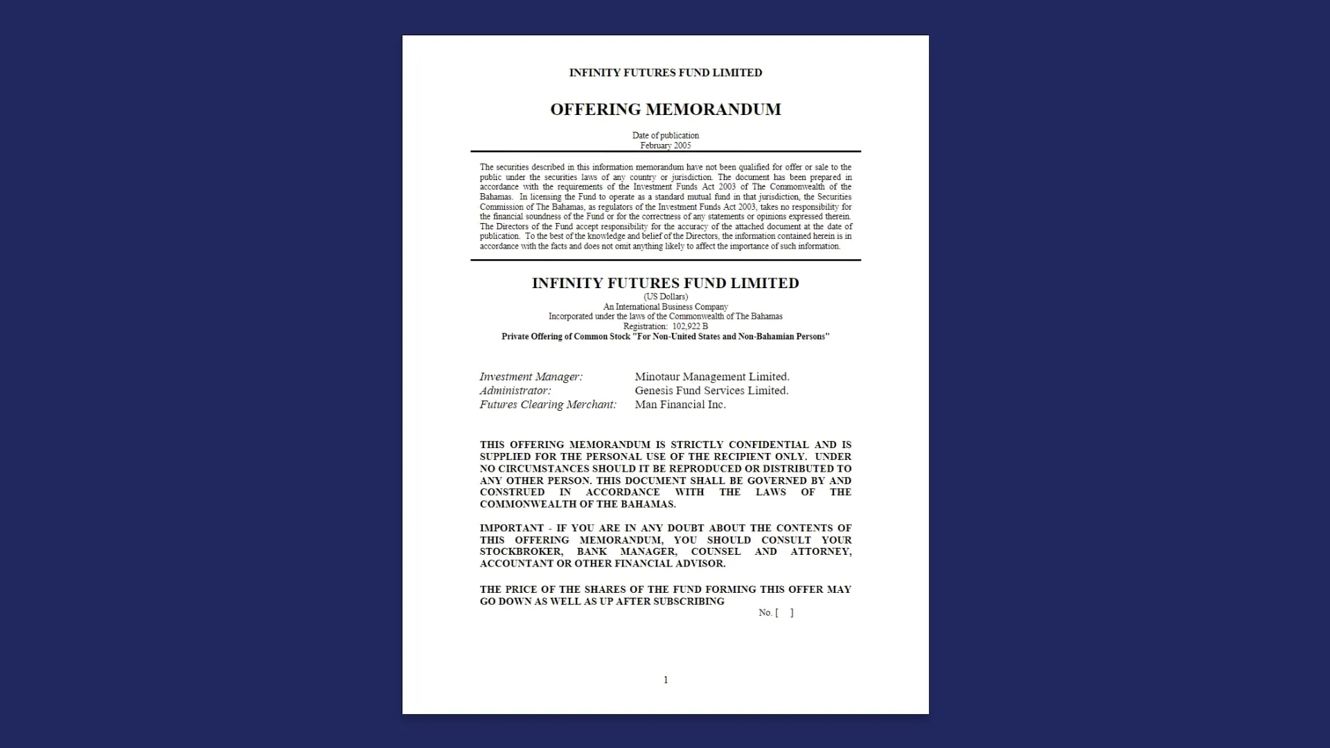 Offering Memorandum Image Sample