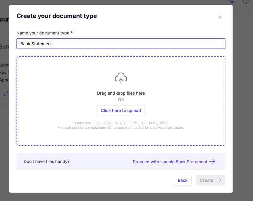 Here is where you upload the PDF bank statement page