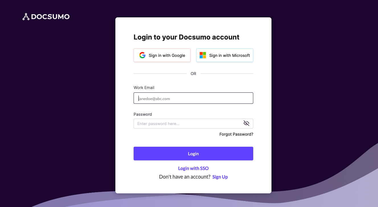 This is the Docsumo login page