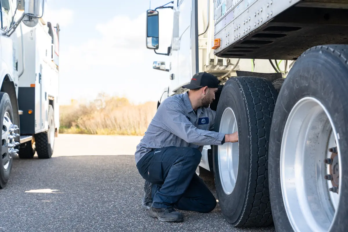 Mobile diesel mechanic performing emergency roadside assistance services in Long Prairie, Minnesota