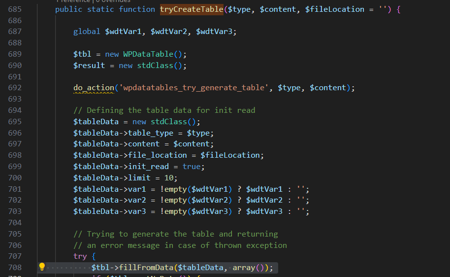 função fillFromData