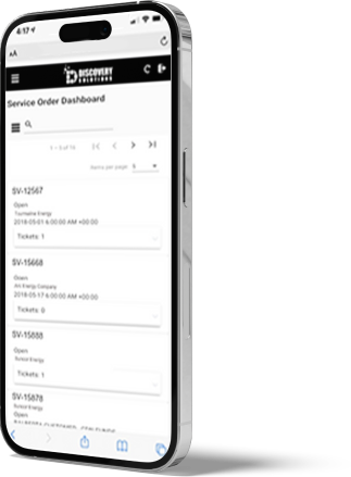 iPhone with the Discovery Solutions ERP open