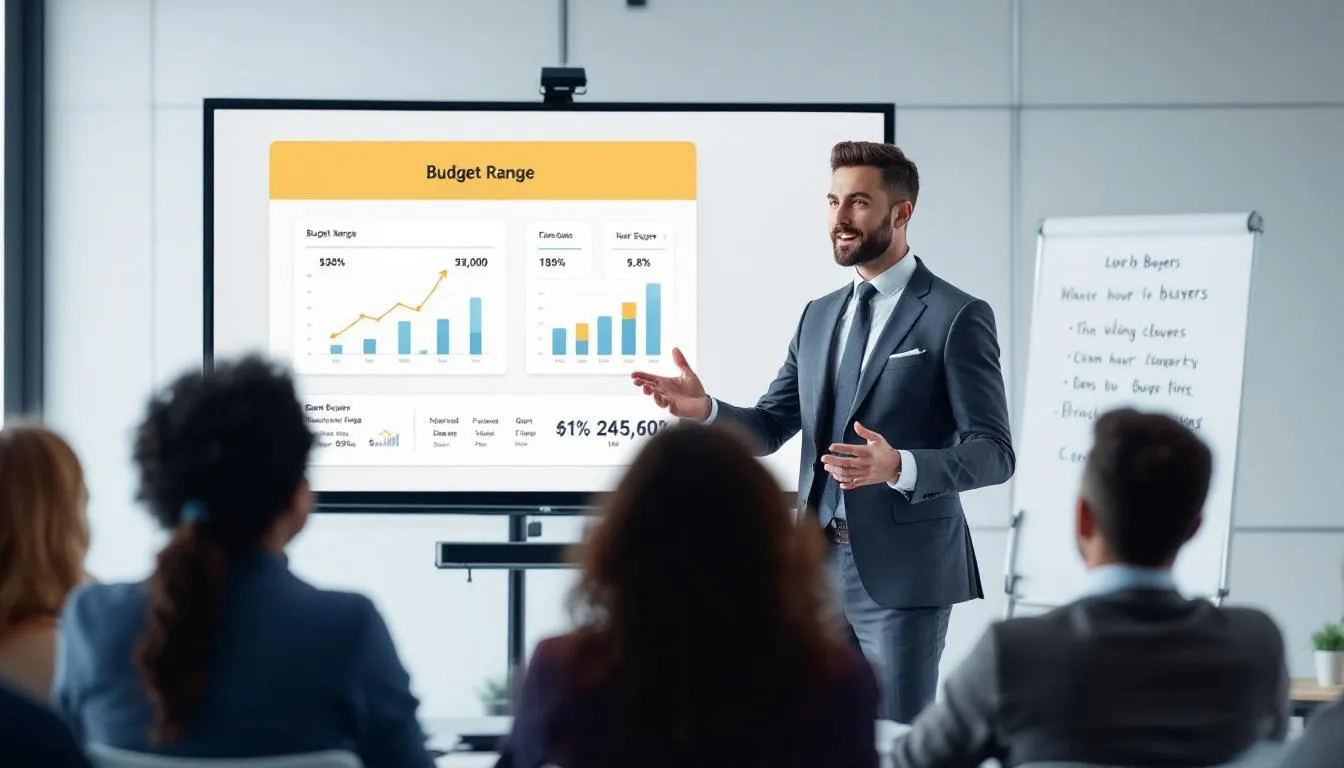 A financial advisor discussing budget range with a potential buyer.