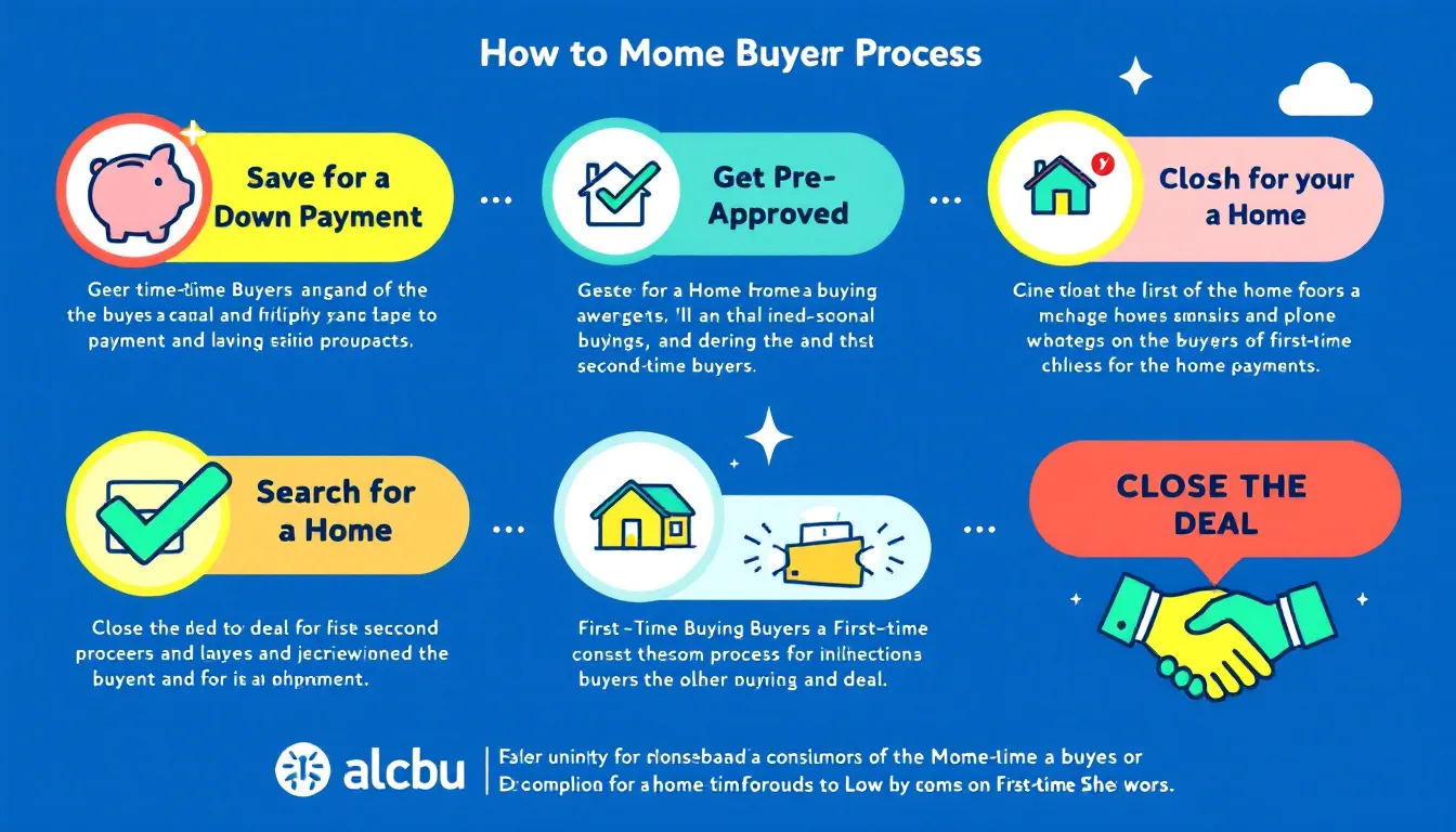 A visual representation of the home buying process, highlighting steps for first time buyers.