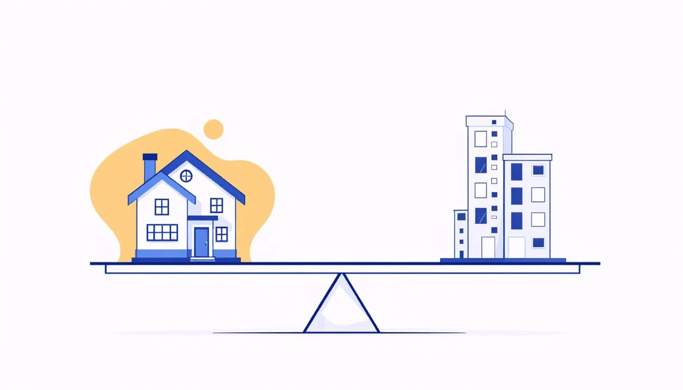A balanced scale comparing the pros and cons of rent-to-own.