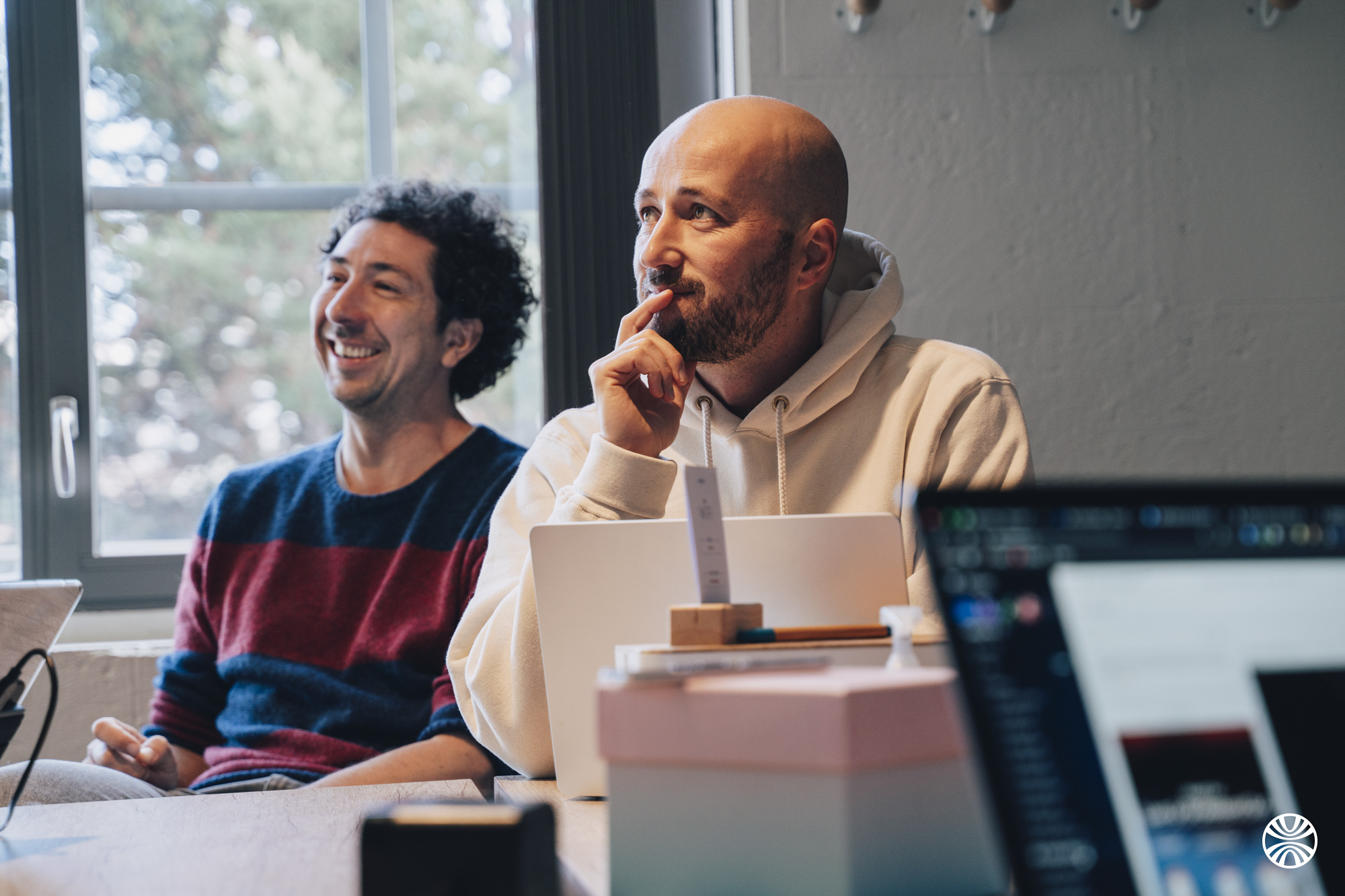 Alessandro Andreuzza et Vincent Mailfert, fondateurs de Symetrics, en réunion