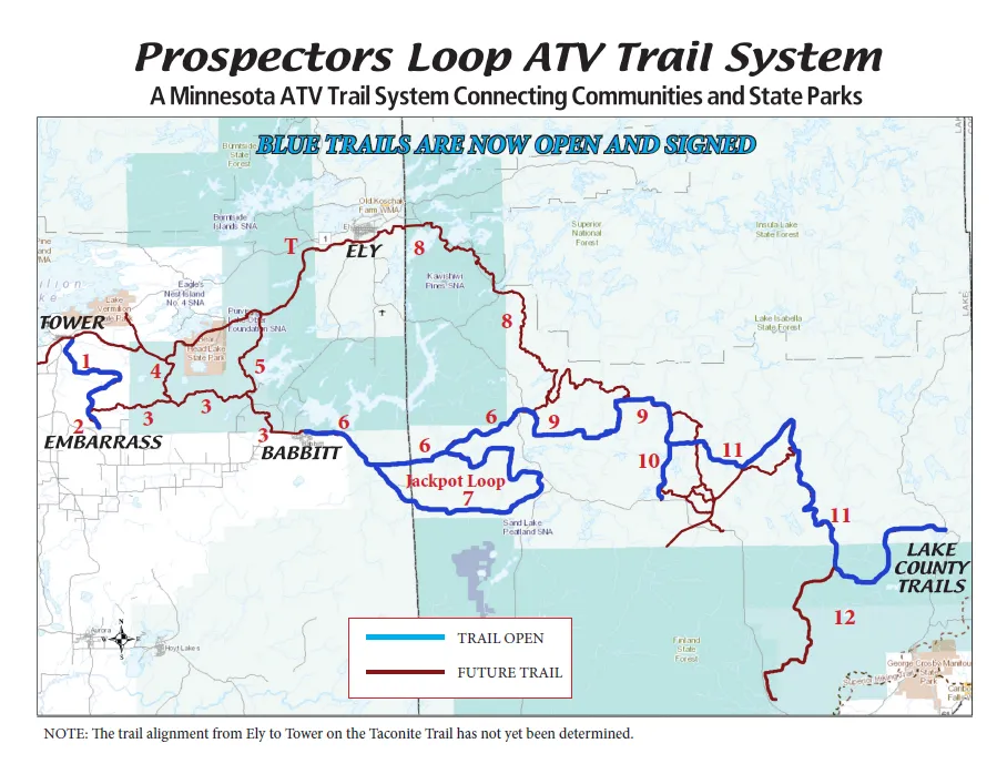map of Prospectors Loop ATV, OHV Trails in Minnesota