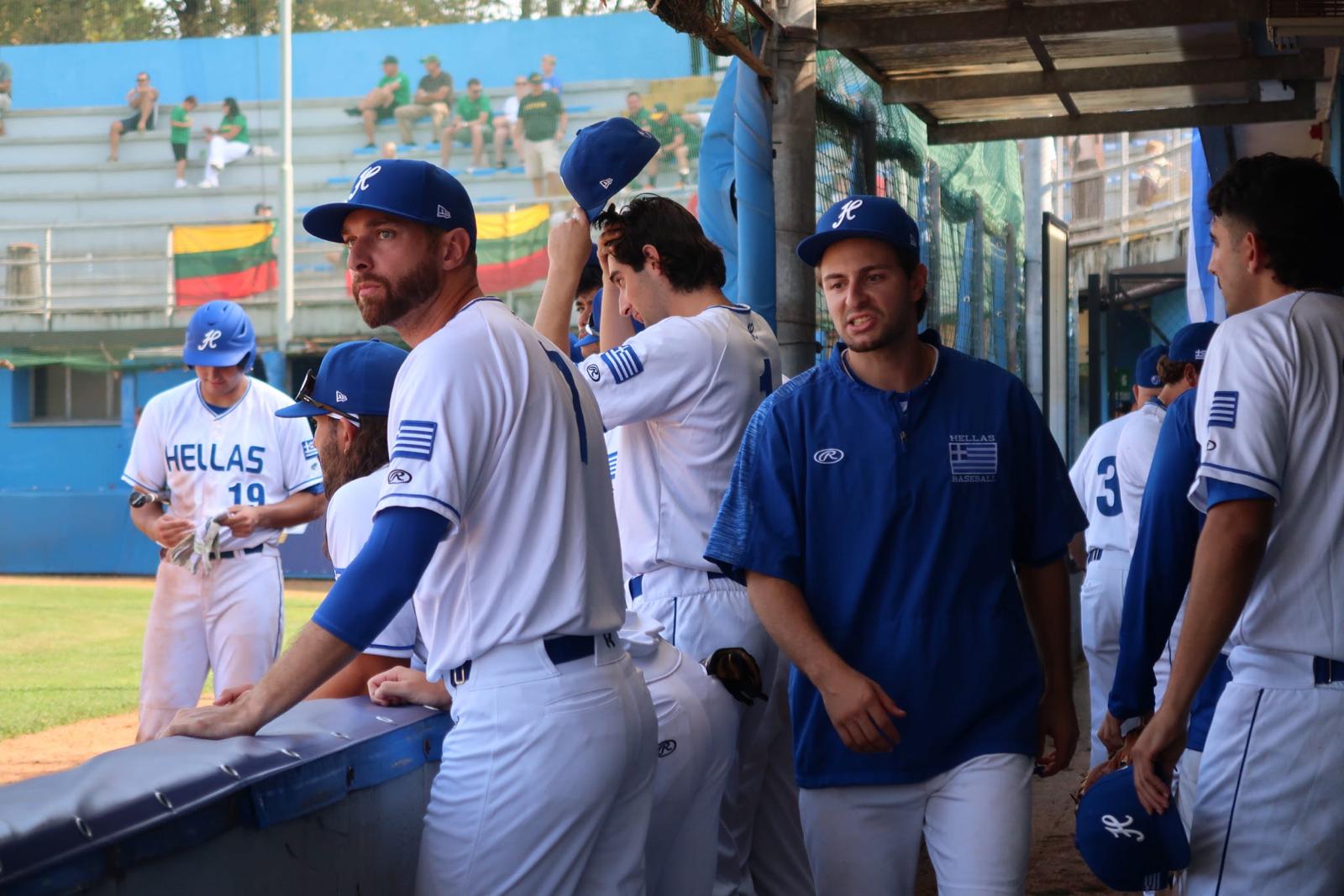 TJ Laurisch and Yanni Orfanidis in dugout vs Lithuania