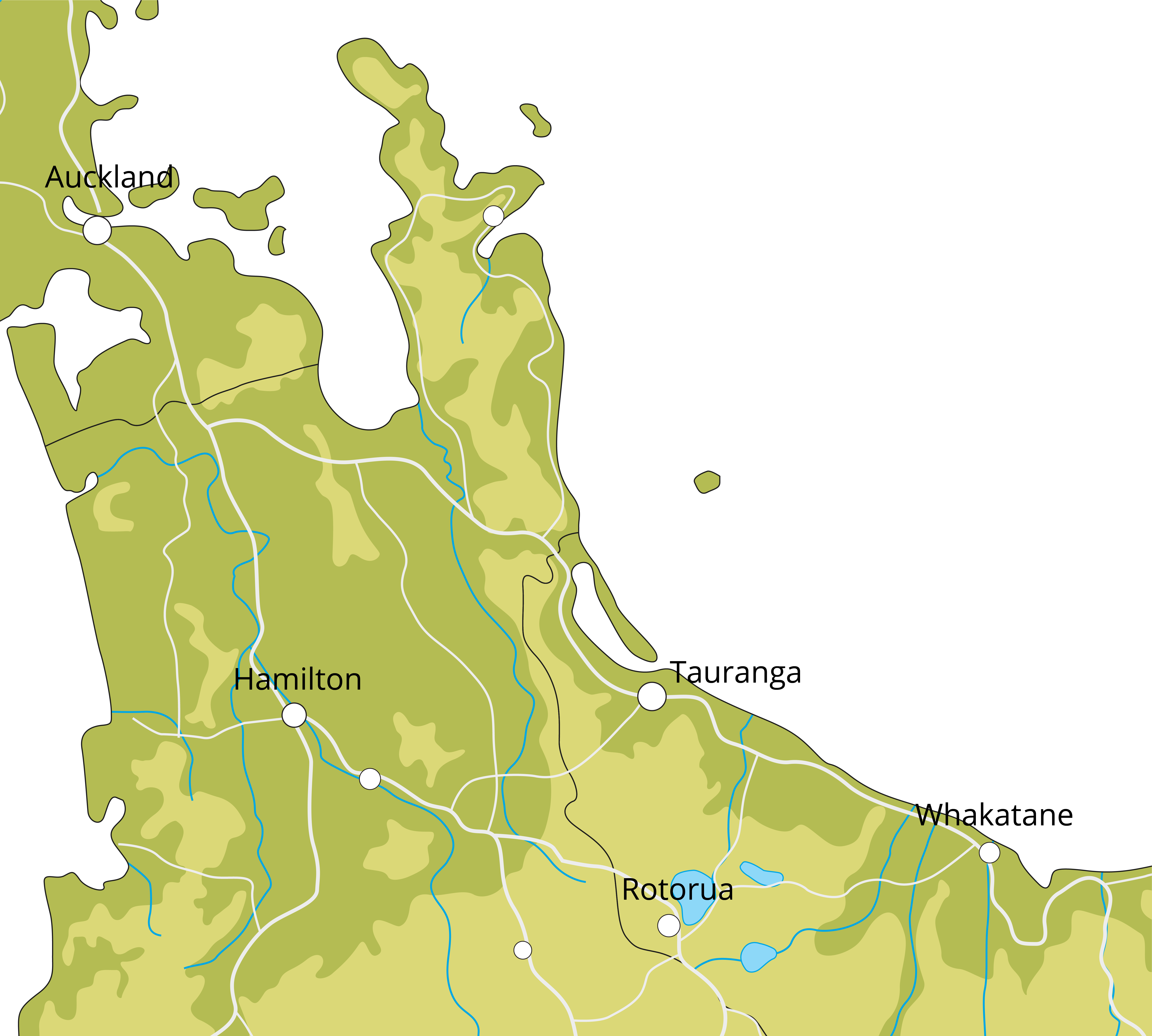 Map of the Bay of Plenty region, New Zealand