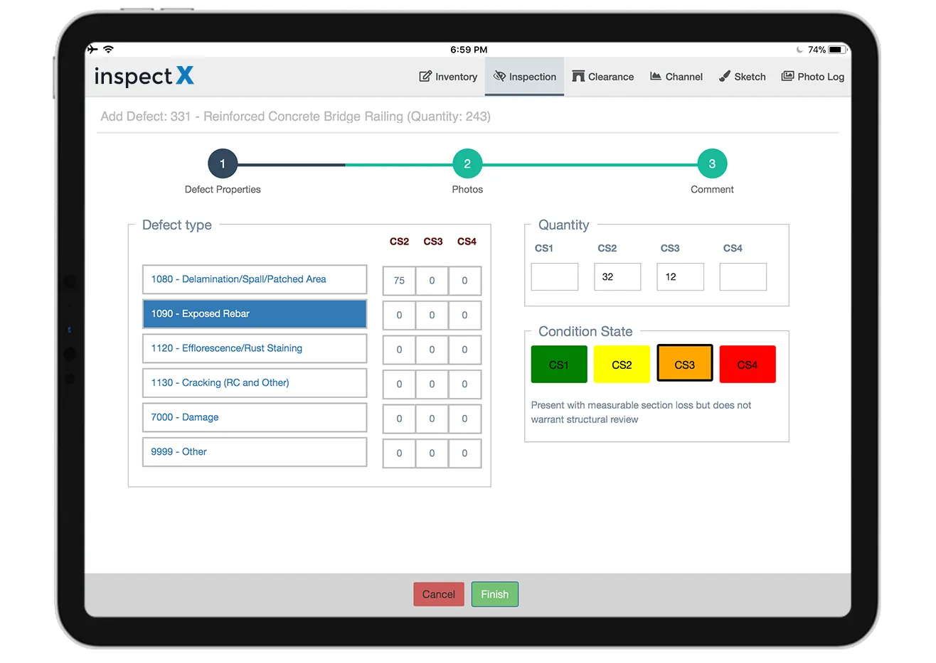 inspectX NBI & Element Data