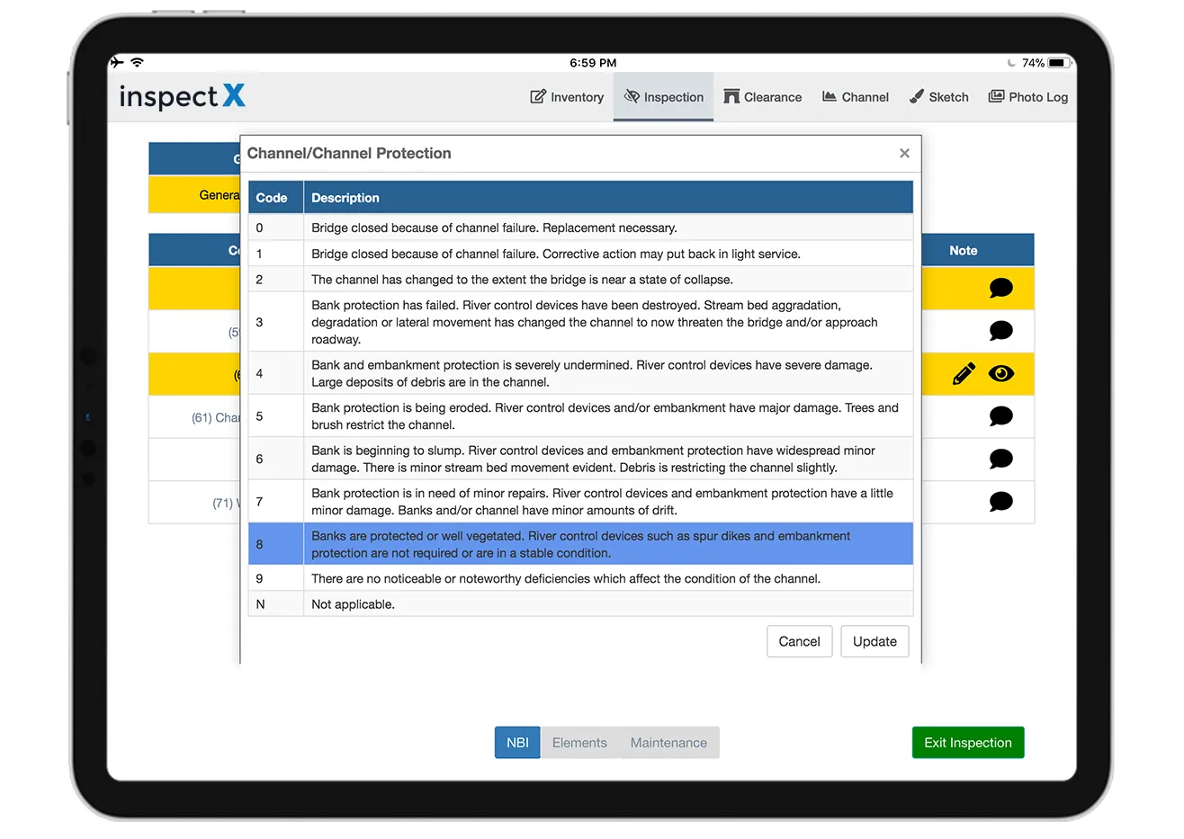 inspectX NBI & Element Data