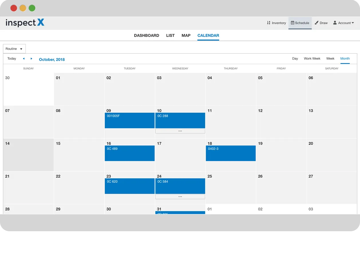 inspectX calendar view