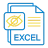 Icon of a Microsoft Excel file with an eye symbol crossed out, indicating hidden content or privacy.