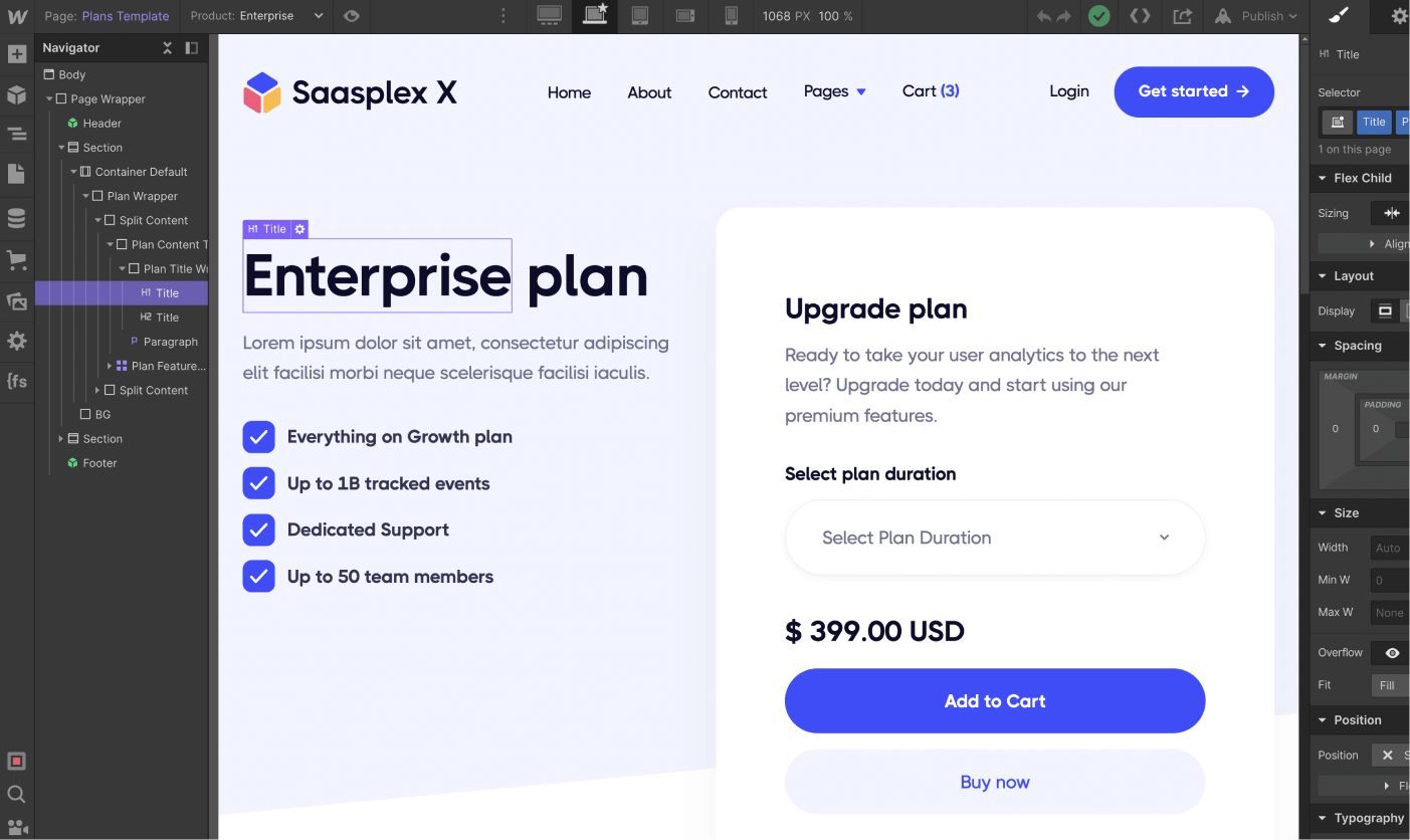 eCommerce Page - Saasplex X Webflow Template