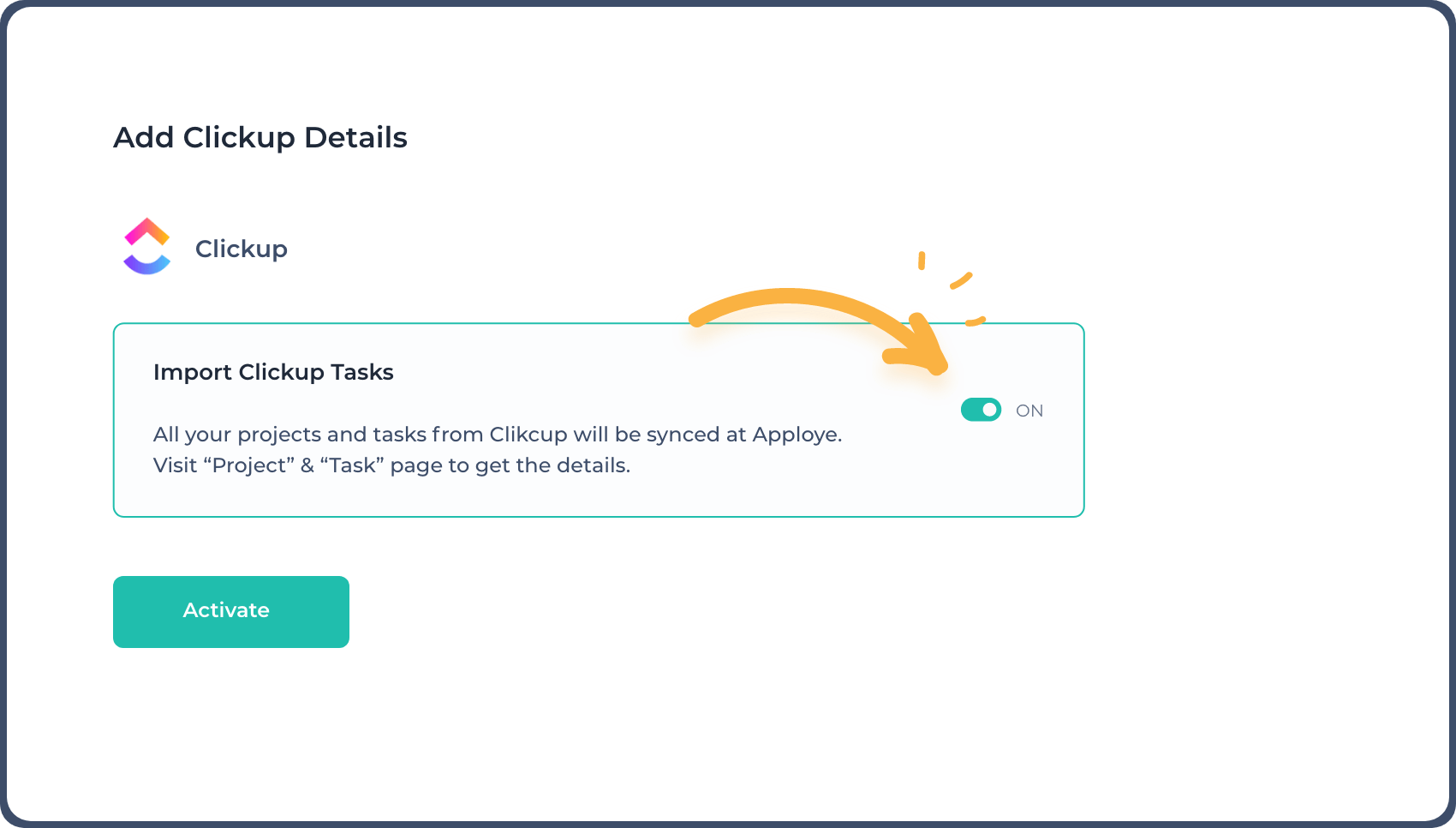 Importing the ClickUp tasks to Apploye, for ClickUp time tracking