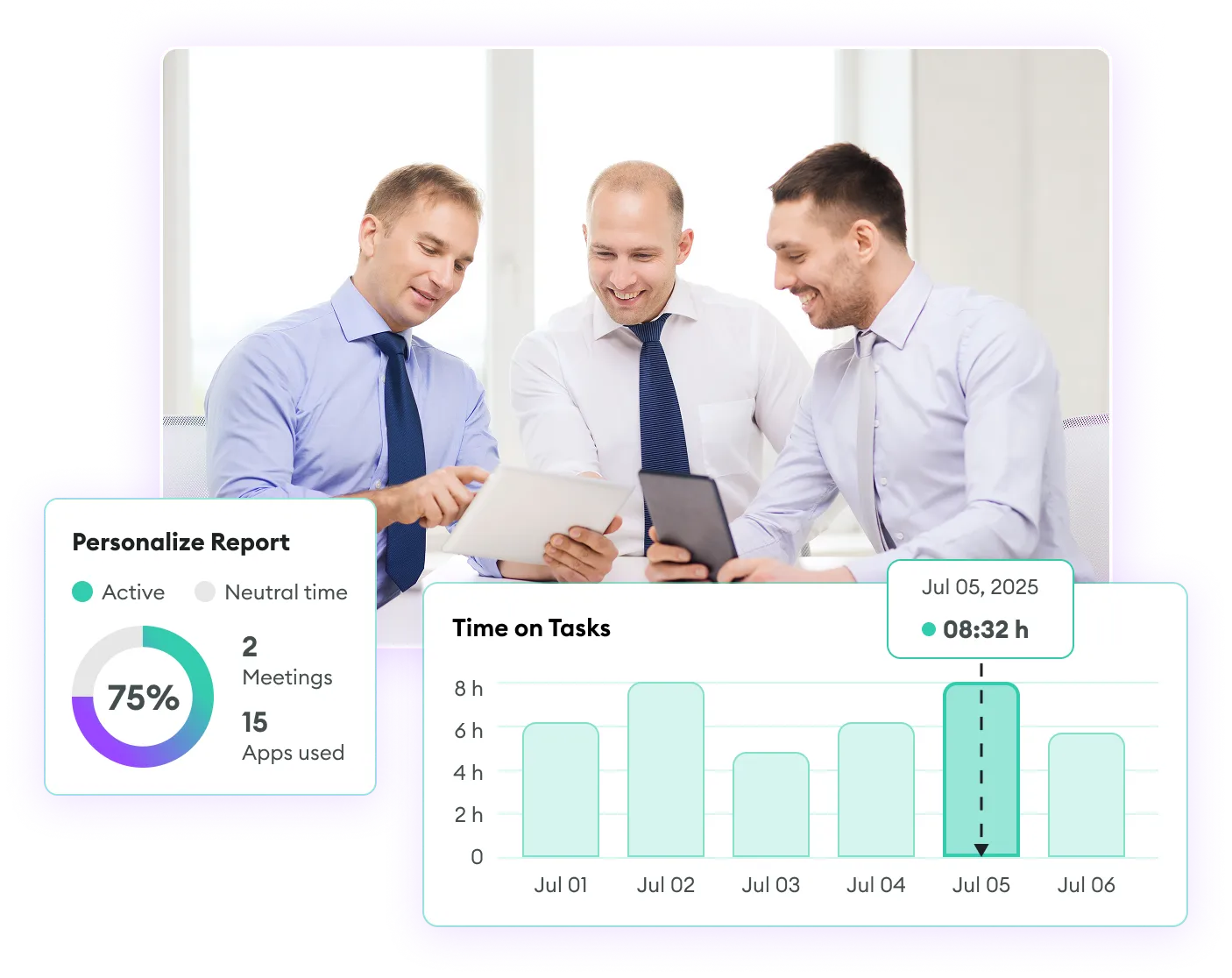 Time Tracking Dashboard - Team Meeting with Analytics