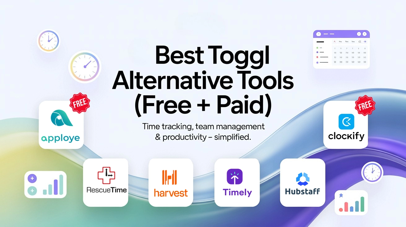 Logos of the best Toggl alternative tools.