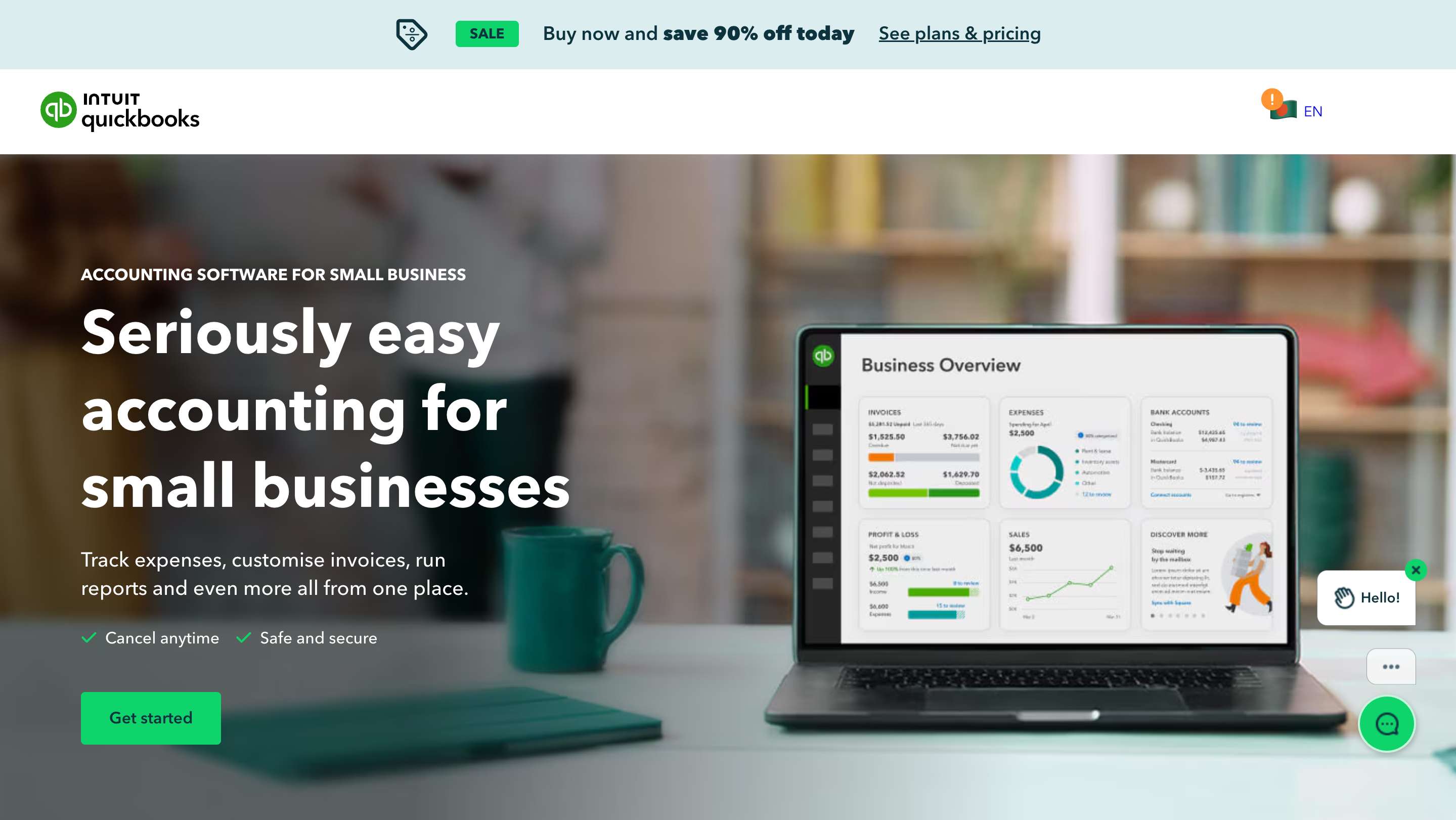 QuickBooks homepage.