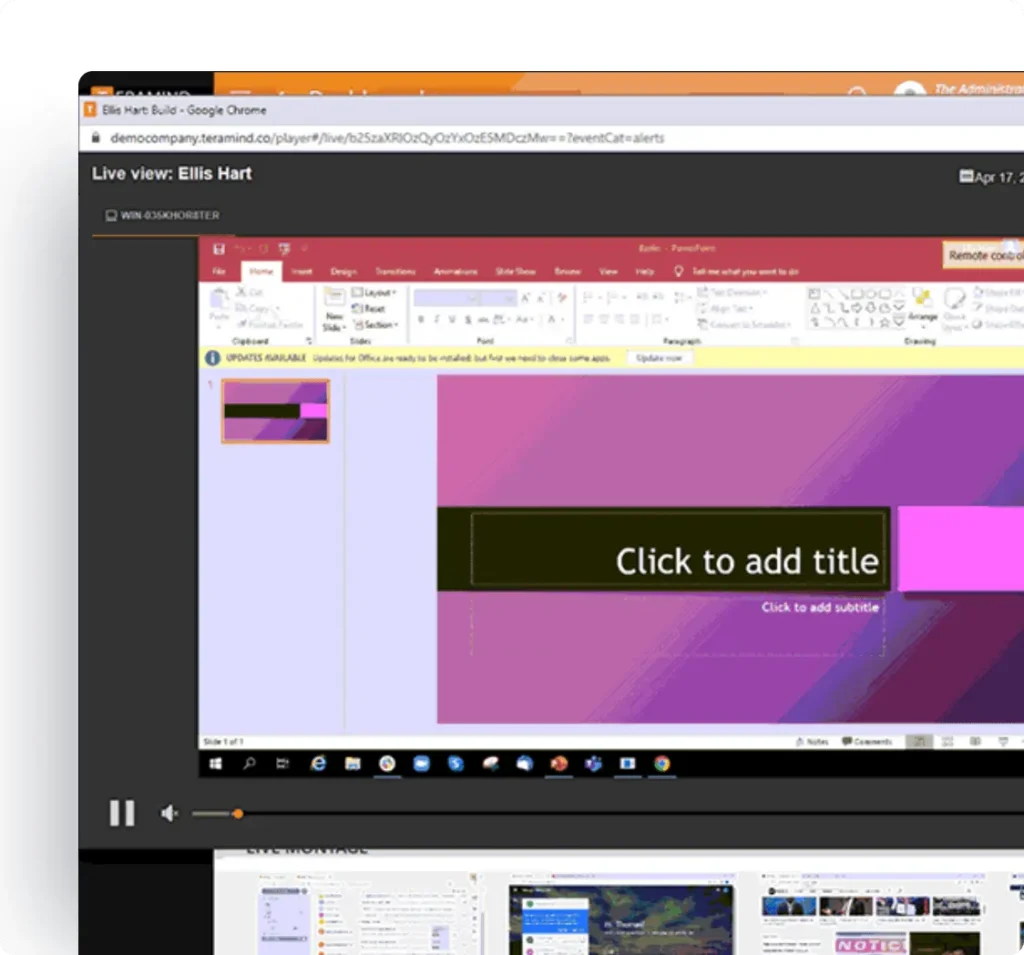 Live screen monitoring and capture in Teramind