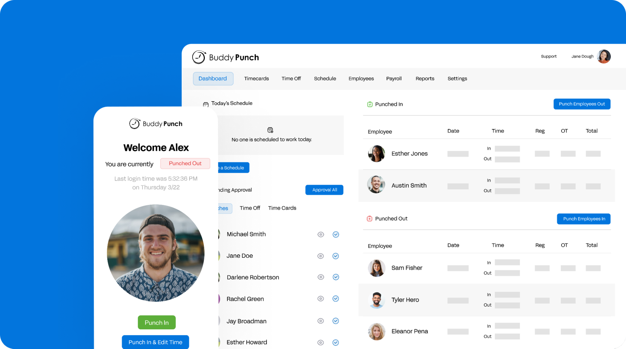 Buddy Punch dashboard.