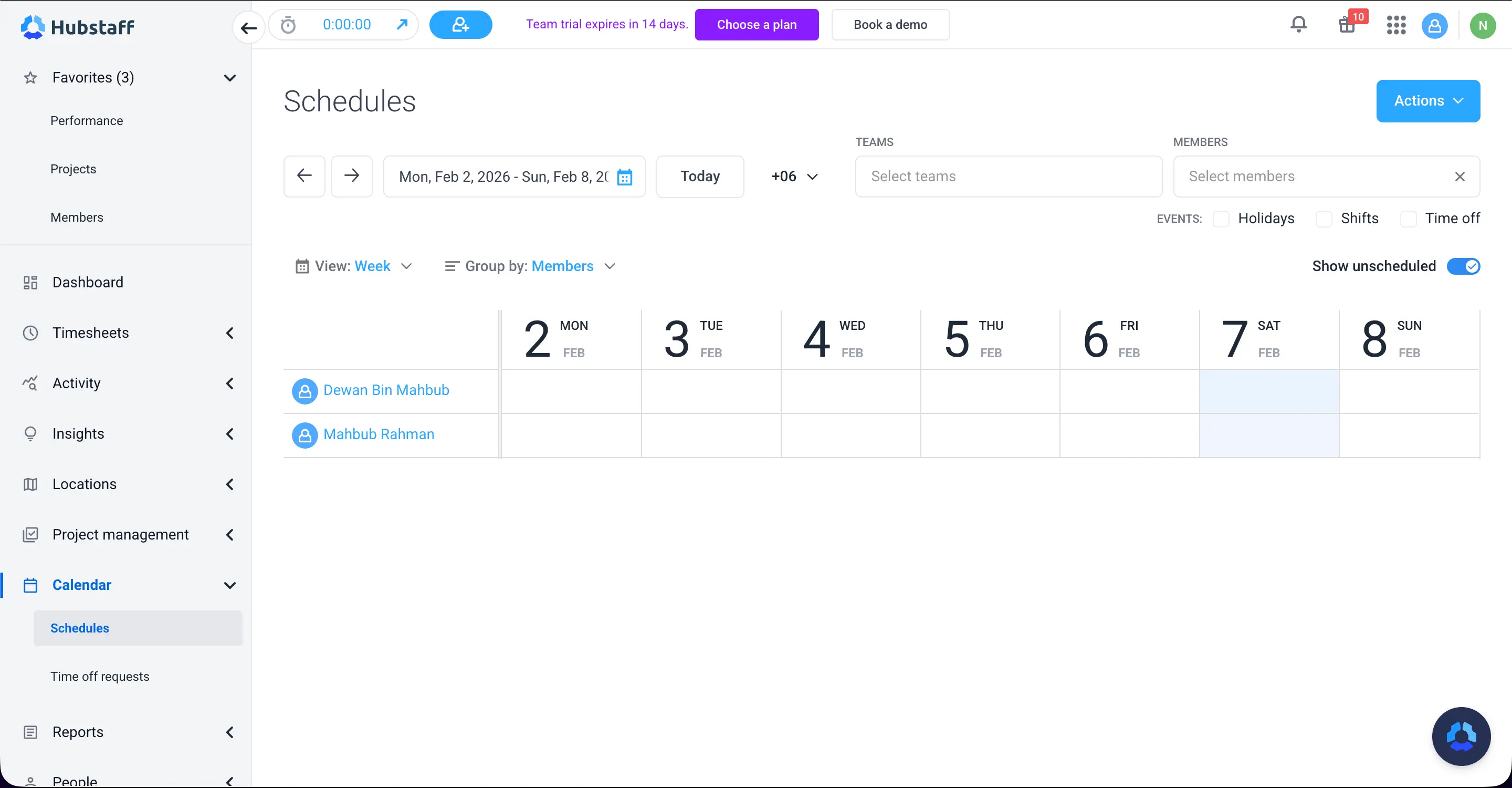 Scheduling is easy in Hubstaff