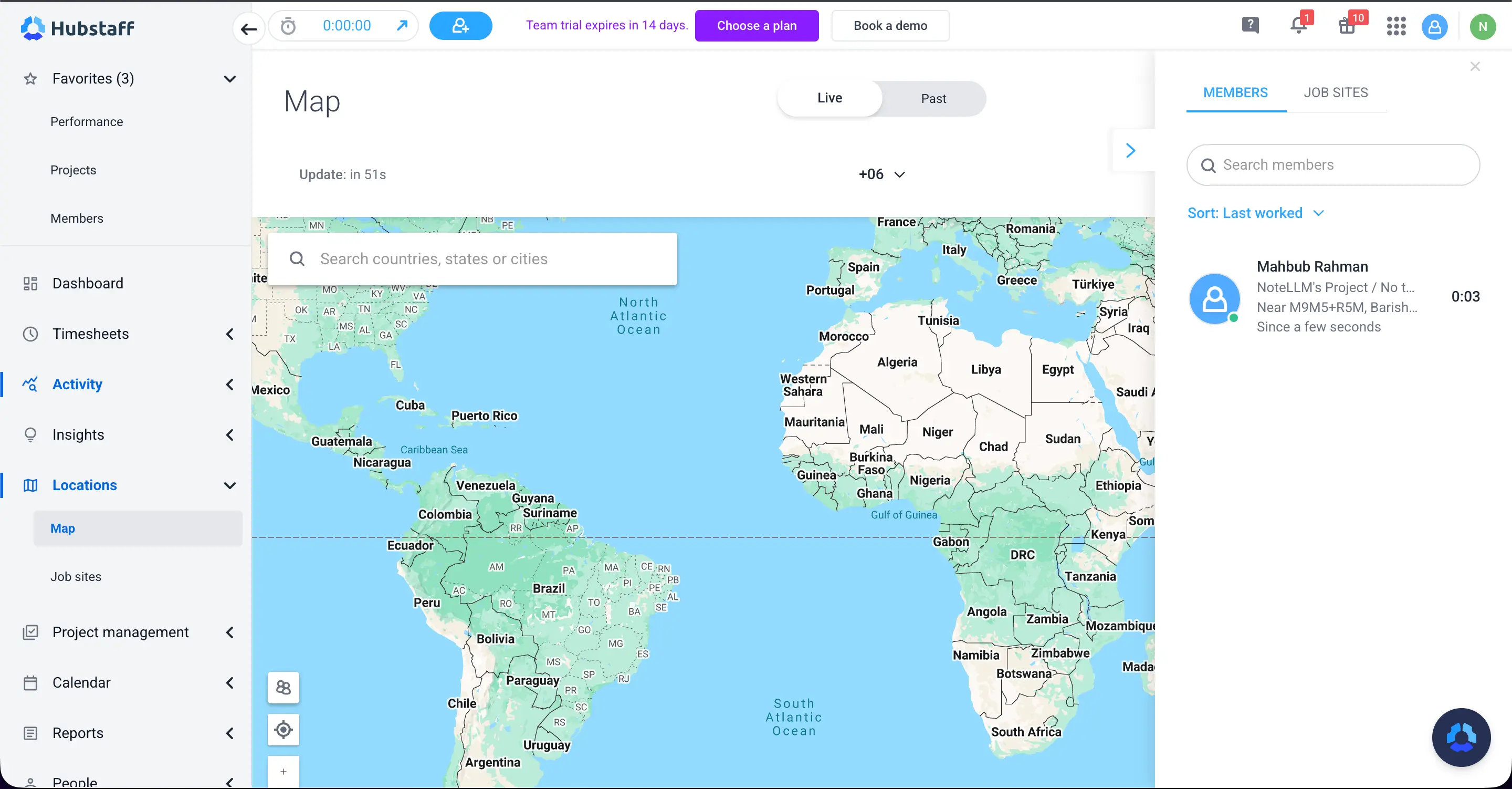 Hubstaff shows precise location with GPS tracking