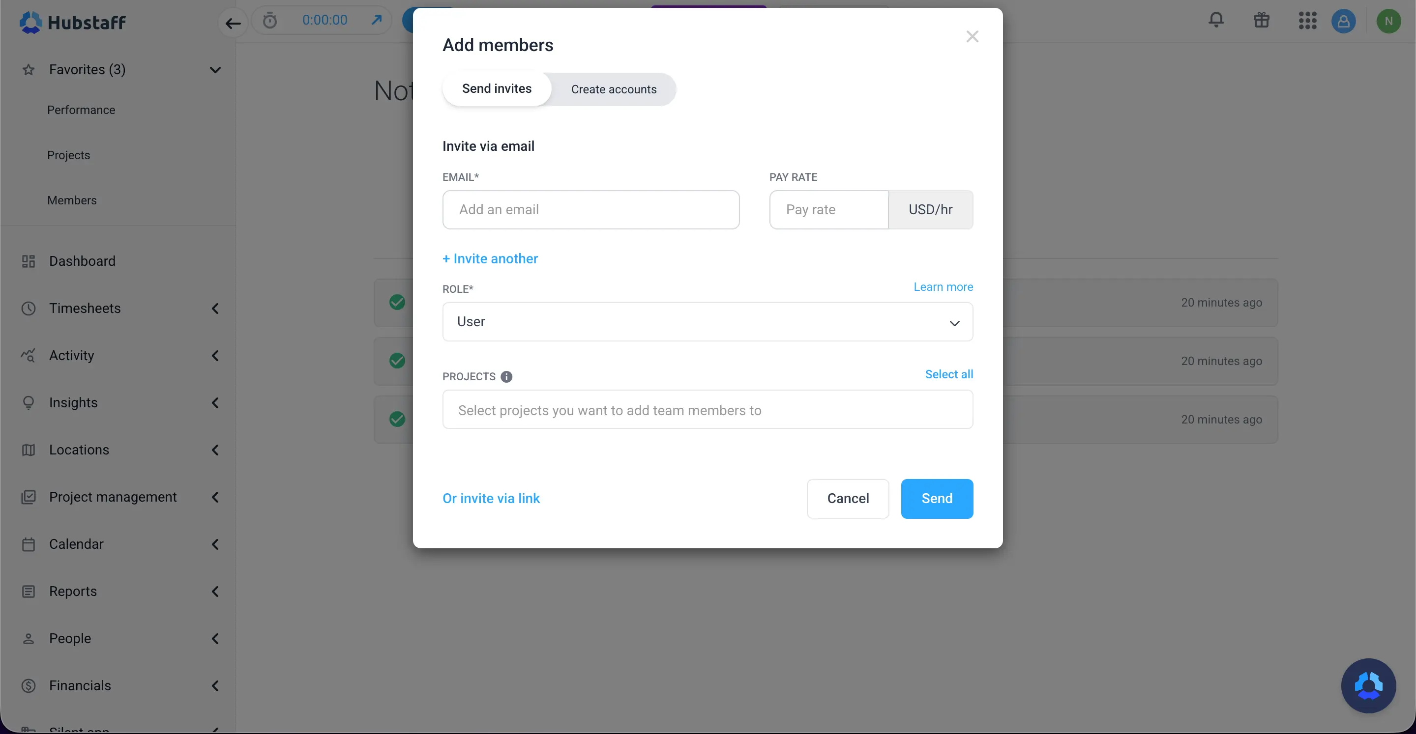 Inviting members with the web app